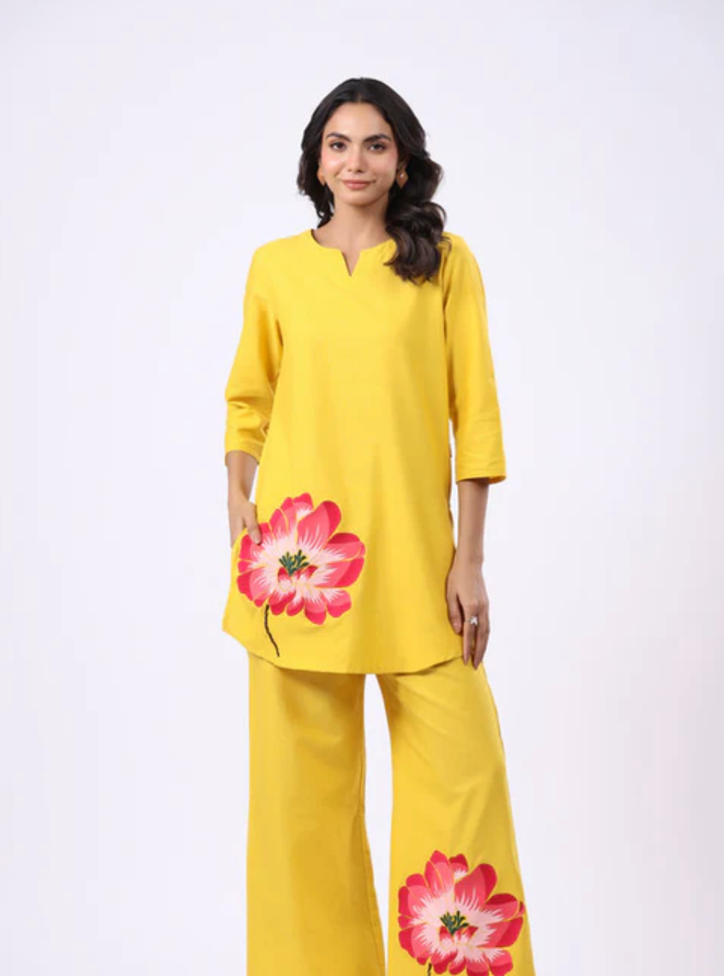 Yellow Cotton Floral Printed Co-Ord Set