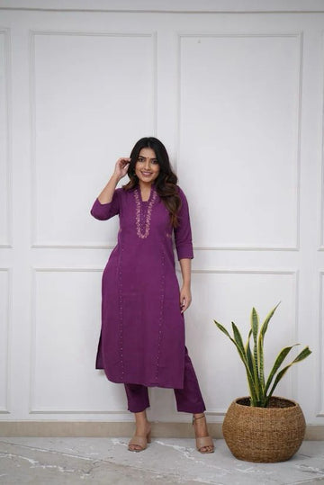 Regal Plum Embroidered Co-Ord Set