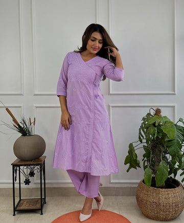 Lavender Luxe Chikankari Co-Ord set